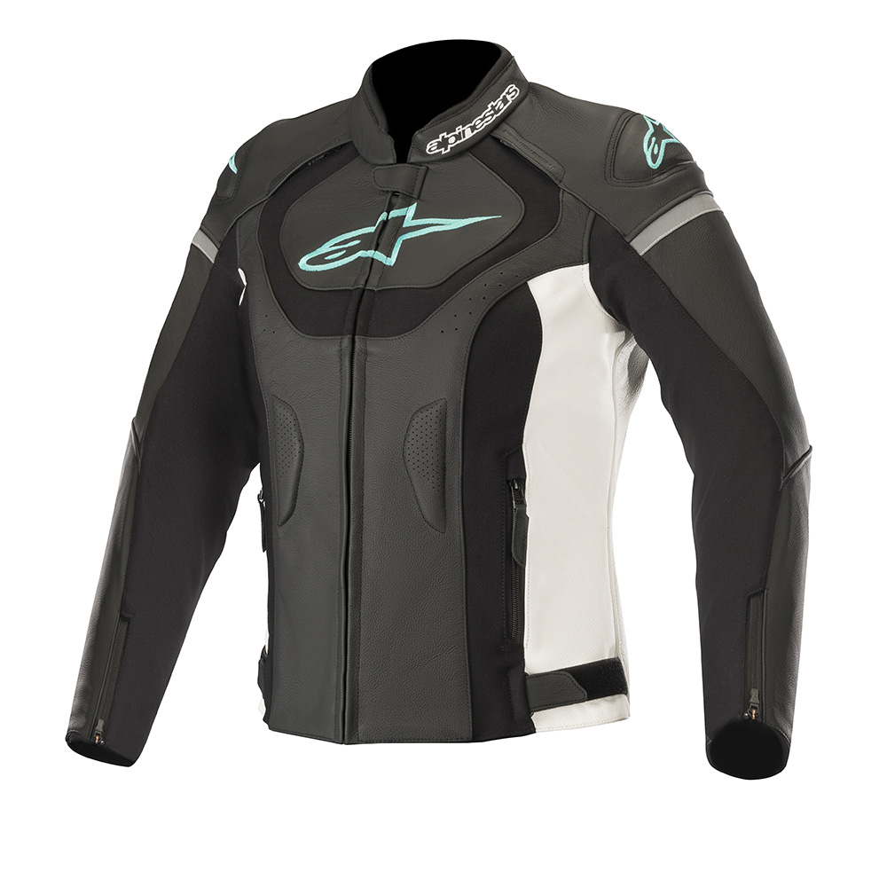 Alpinestars Alpinestars Stella Jaws v3 Leather Jacket Black White & Teal